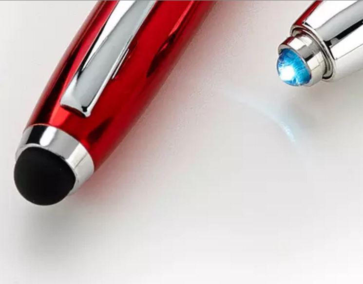 Penne personalizzate, touch pen, ricarica multicolore, blu, ABS, Ø1,1 x  14,8 cm - Cintapunto® Italia