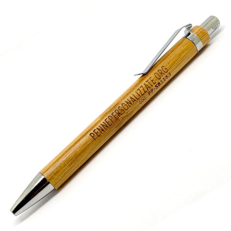 Penna In Bambù Personalizzata Con Incisione Laser Del Nome – Penna A Sfera Con Dettagli Dorati, Refill Blu, In Elegante Astuccio Regalo (SC4)