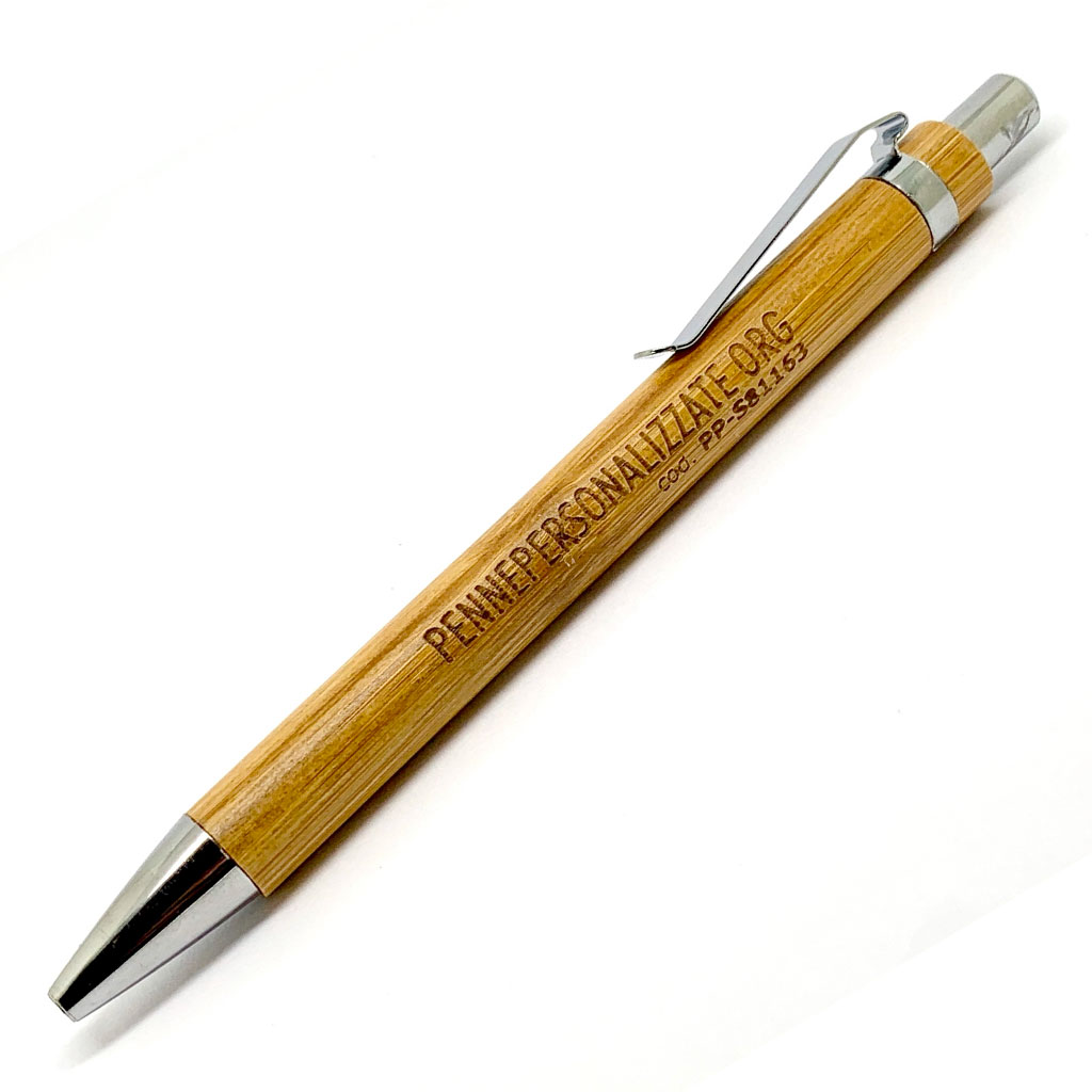 Penna In Bambù Personalizzata Con Incisione Laser Del Nome – Penna A Sfera Con Dettagli Dorati, Refill Blu, In Elegante Astuccio Regalo (SC4)