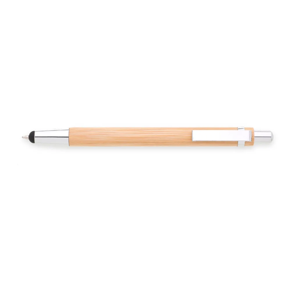 Penna personalizzata in bambù naturale - area di personalizzazione con logo sul clip