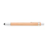 Penna personalizzata in bambù naturale con clip in metallo e punta stylus touch