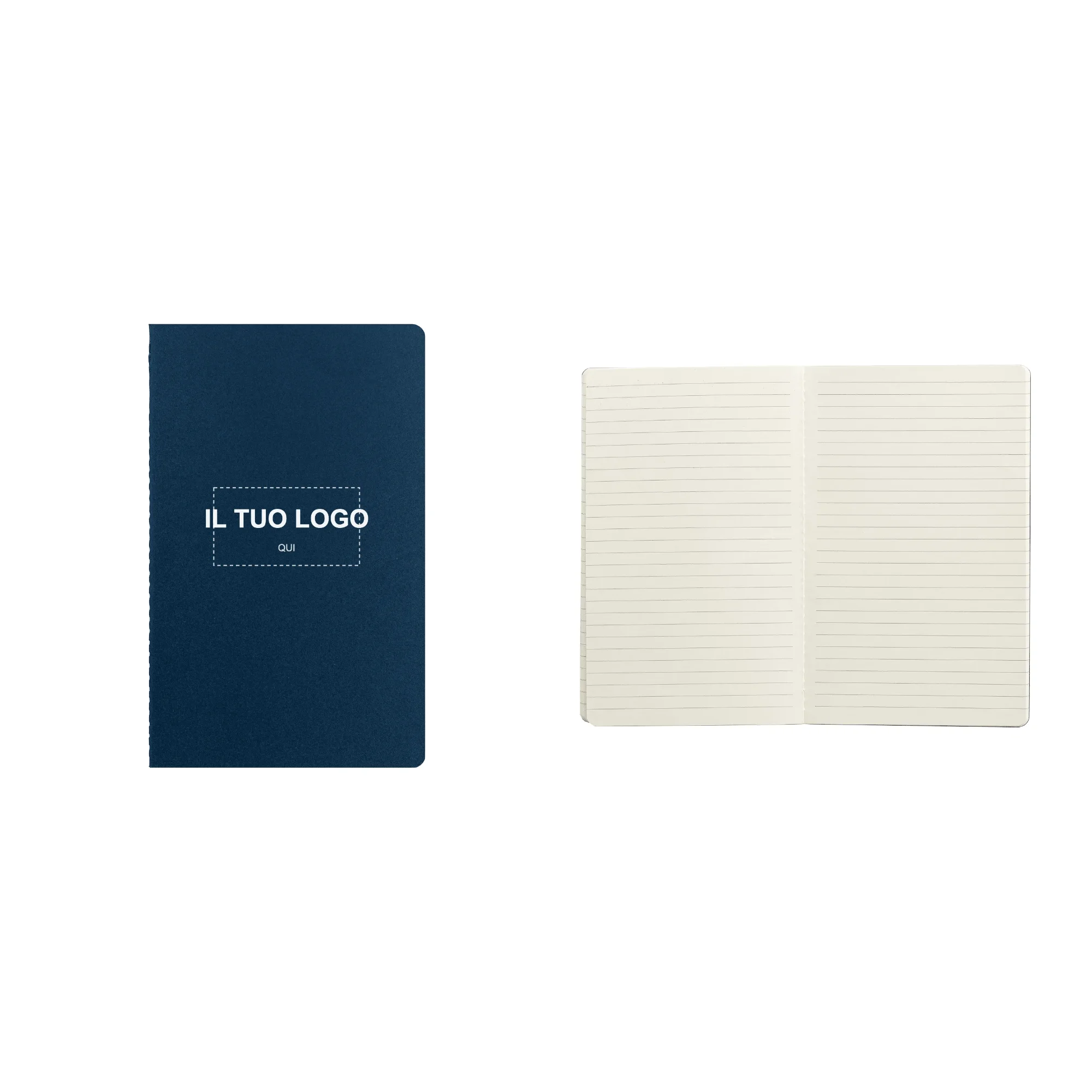 Quaderno A5 personalizzabile con il tuo logo - copertina e interno pagine a righe in carta FSC