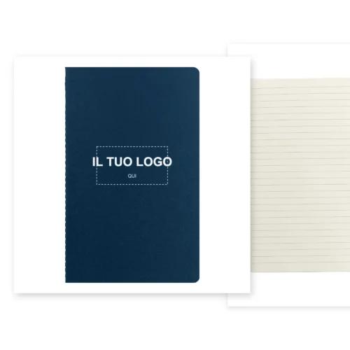 Quaderno A5 personalizzabile con il tuo logo, con interno a righe in carta FSC in primo piano