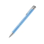 Penna personalizzata in alluminio riciclato metallizzato azzurro chiaro con logo inciso al laser