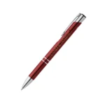 Penna personalizzata in alluminio riciclato metallizzato borgogna con logo stampato in quadricromia