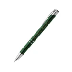 Penna personalizzata in alluminio riciclato metallizzato verde foresta con logo stampato in quadricromia