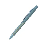 Penna personalizzata in alluminio riciclato spazzolato blu acciaio con logo stampato a colori