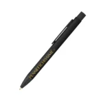 Penna personalizzata in alluminio riciclato spazzolato nera con logo stampato a colori