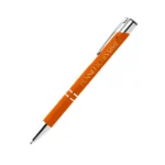Penna personalizzata in alluminio soft touch arancione con logo stampato a colori