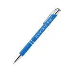 Penna personalizzata in alluminio soft touch azzurra con logo inciso al laser
