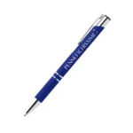 Penna personalizzata in alluminio soft touch blu scuro con logo inciso al laser
