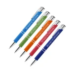 Penna personalizzata in alluminio soft touch nei 5 colori disponibili con logo inciso al laser