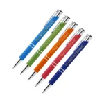Penna personalizzata in alluminio soft touch nei 5 colori disponibili con logo stampato a colori