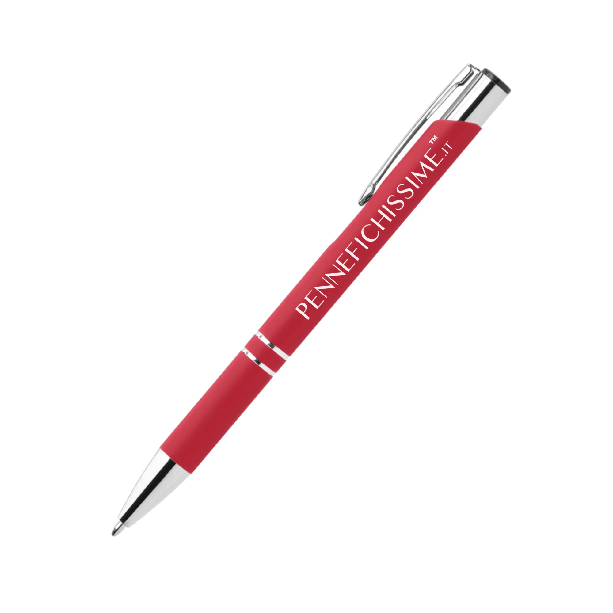Penna personalizzata in alluminio soft touch rossa con logo inciso al laser