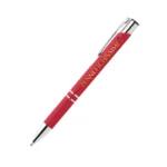Penna personalizzata in alluminio soft touch rossa con logo stampato a colori