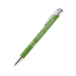 Penna personalizzata in alluminio soft touch verde con logo inciso al laser