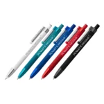 Penna personalizzata touch antistress in alluminio riciclato nei 5 colori disponibili con logo inciso al laser