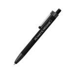 Penna personalizzata touch antistress in alluminio riciclato nera con logo inciso al laser