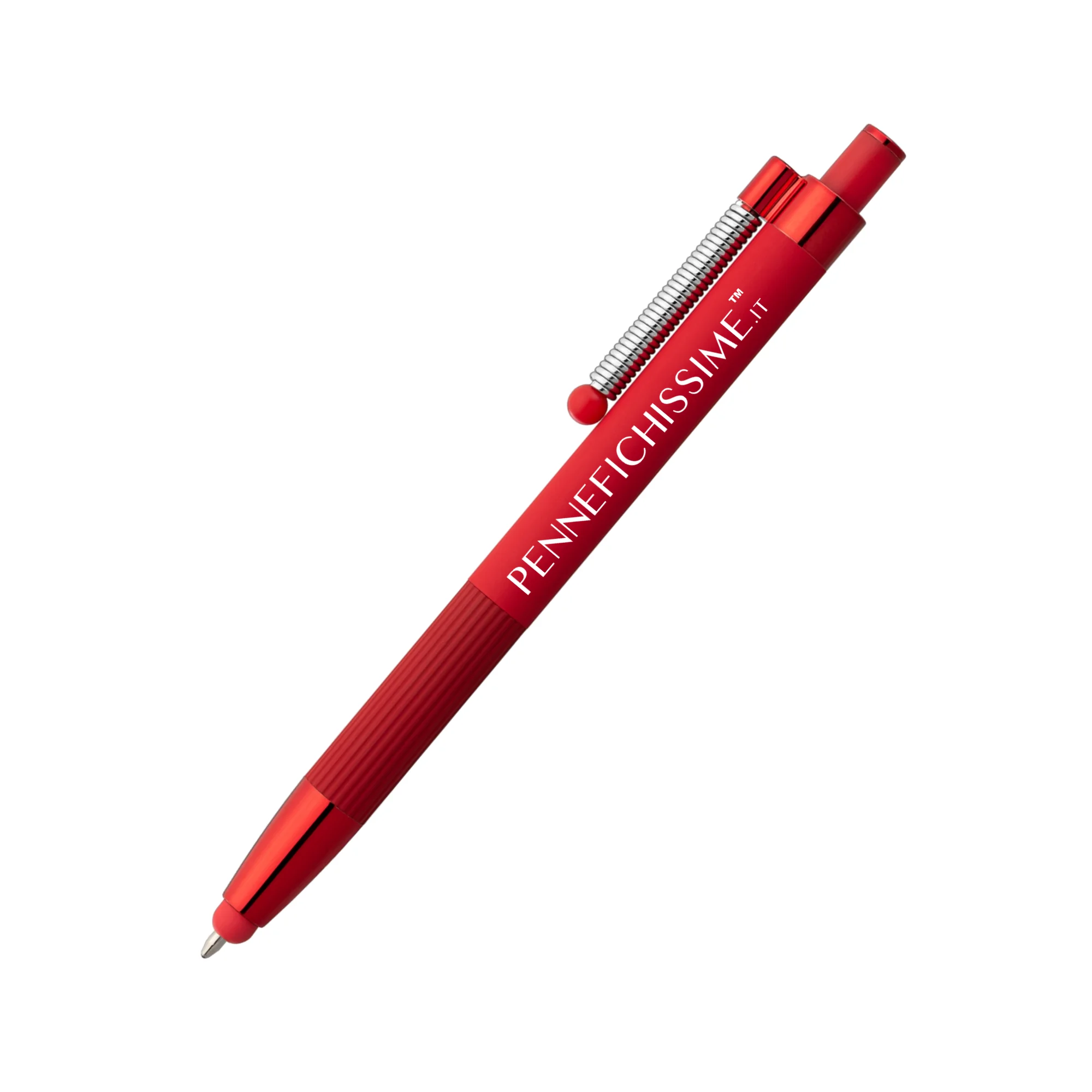 Penna personalizzata touch antistress in alluminio riciclato rossa con logo inciso al laser