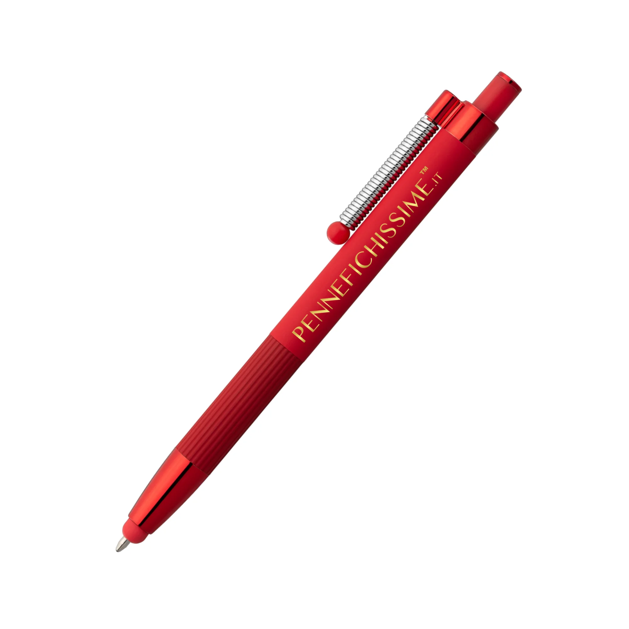 Penna personalizzata touch antistress in alluminio riciclato rossa con logo stampato a colori