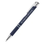 Penna personalizzata in alluminio soft touch blu navy con logo inciso al laser