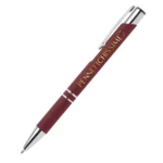 Penna personalizzata in alluminio soft touch bordeaux con logo stampato a colori