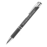Penna personalizzata in alluminio soft touch tortora con logo inciso al laser