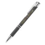 Penna personalizzata in alluminio soft touch tortora con logo stampato a colori