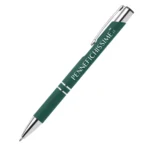 Penna personalizzata in alluminio soft touch verde scuro con logo inciso al laser
