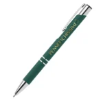 Penna personalizzata in alluminio soft touch verde scuro con logo stampato a colori