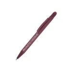 Penna personalizzata touch in alluminio riciclato gommato bordeaux con logo inciso al laser