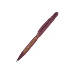 Penna personalizzata touch in alluminio riciclato gommato bordeaux con logo stampato UV digitale