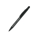 Penna personalizzata touch in alluminio riciclato gommato nero con logo inciso al laser
