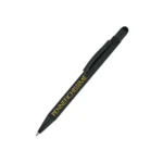 Penna personalizzata touch in alluminio riciclato gommato nero con logo stampato UV digitale